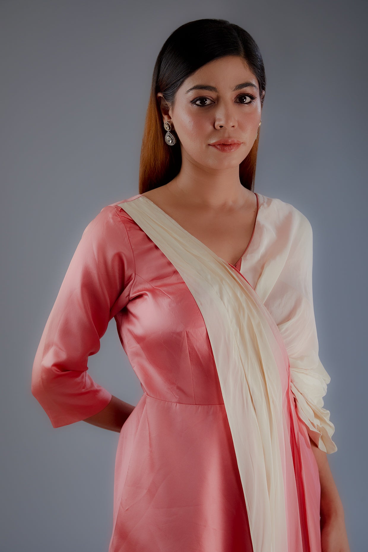 Peach peplum top with pants