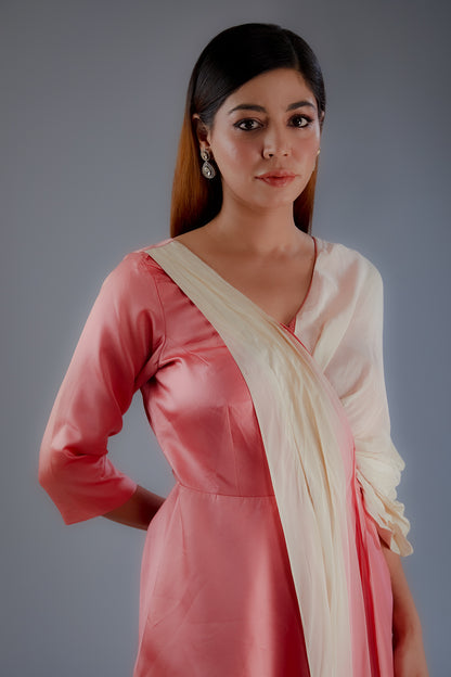 Peach peplum top with pants