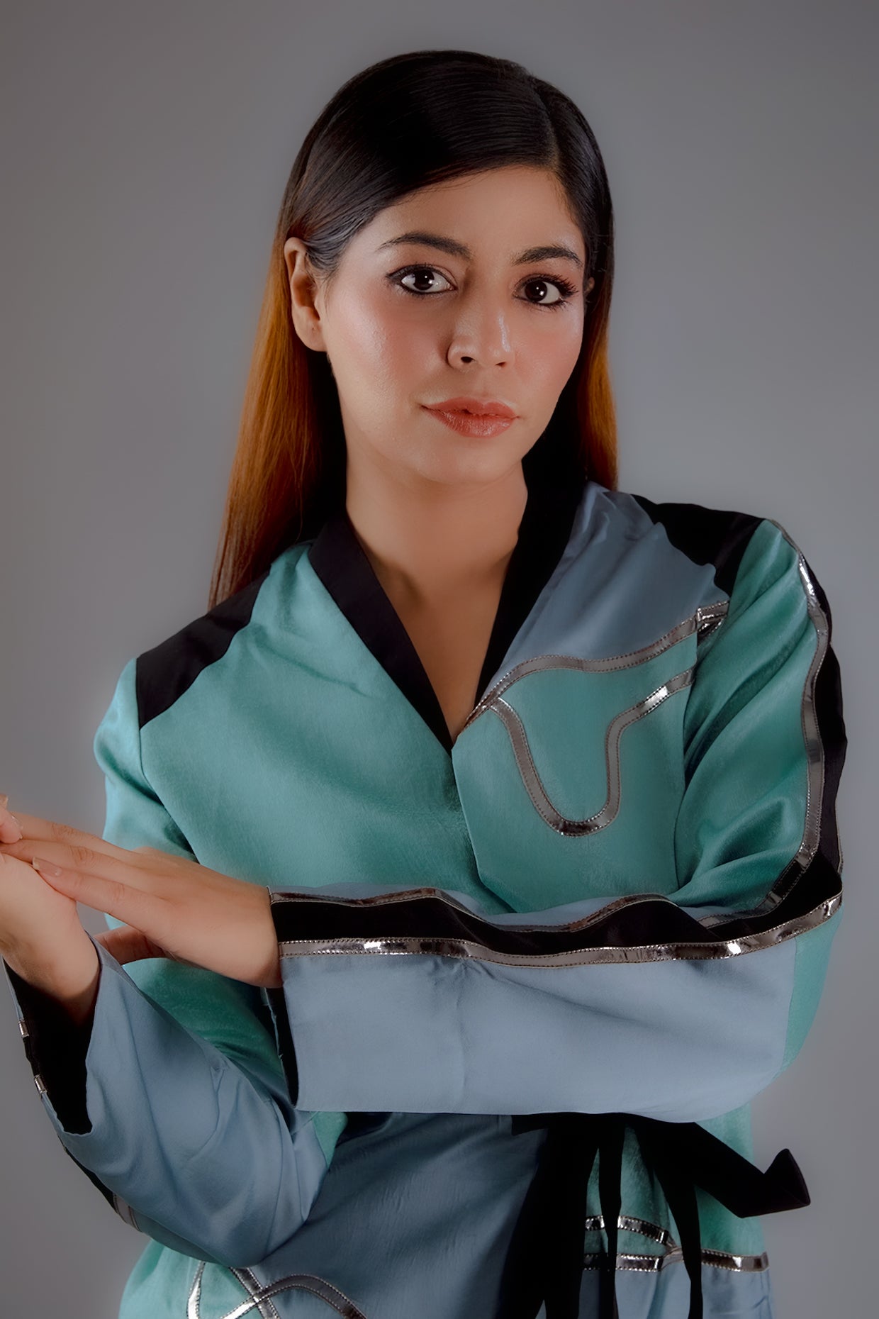 Leather Detail Coat