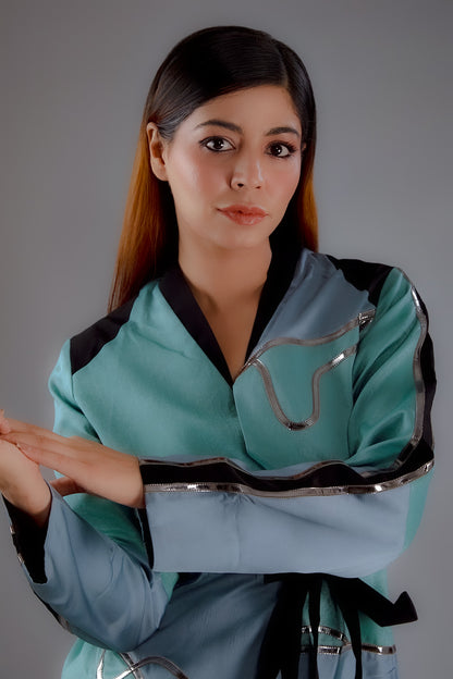 Leather Detail Coat