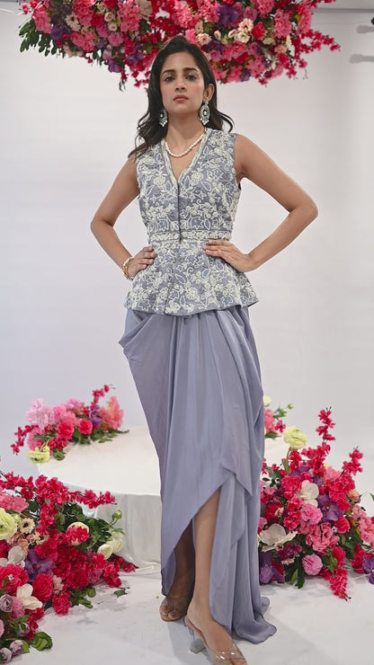 Icy Petal Peplum Ensemble