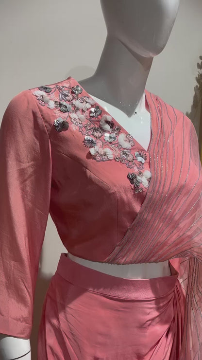 Emb Top and Drape Skirt