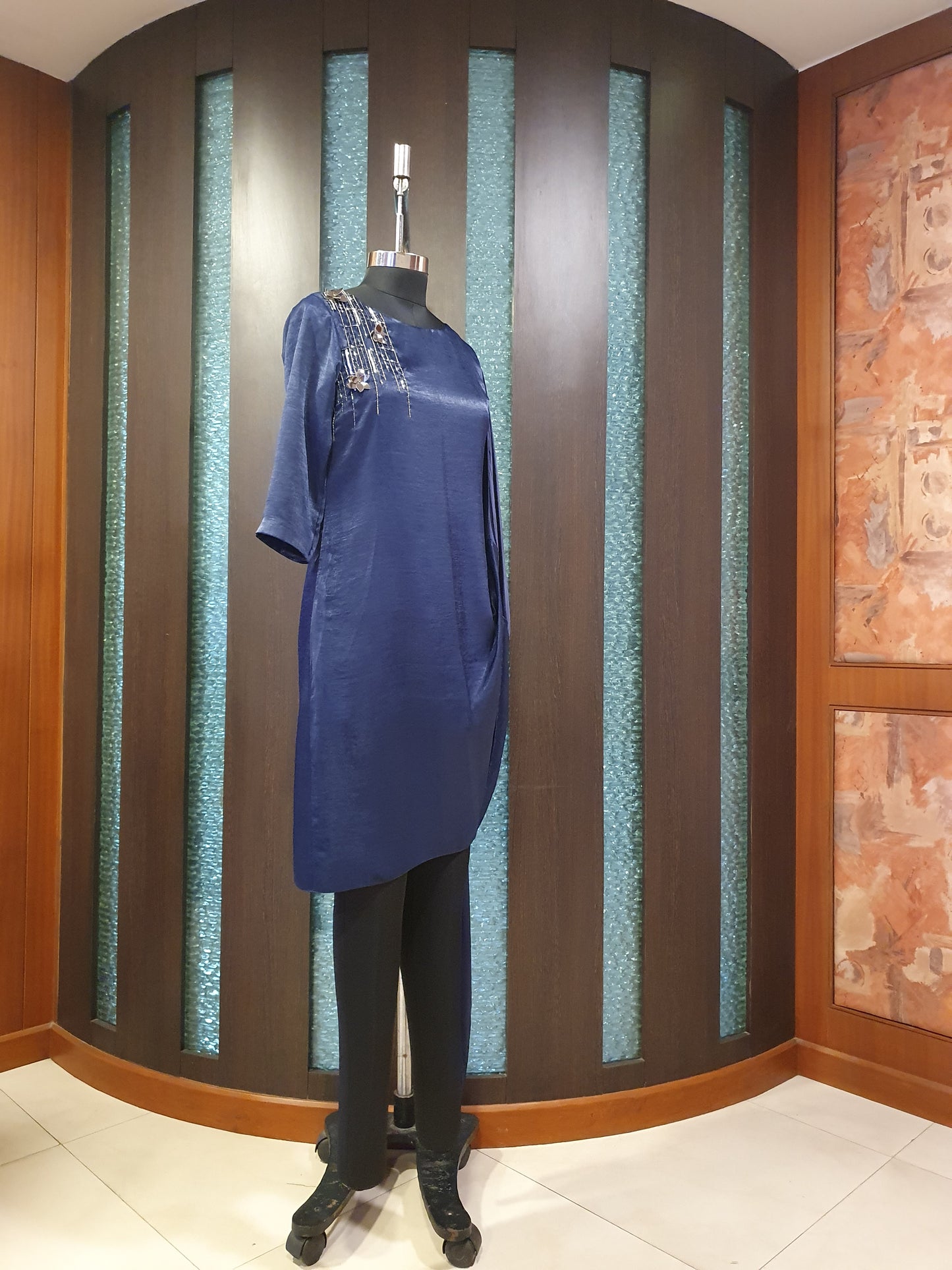 Blue Drape Top