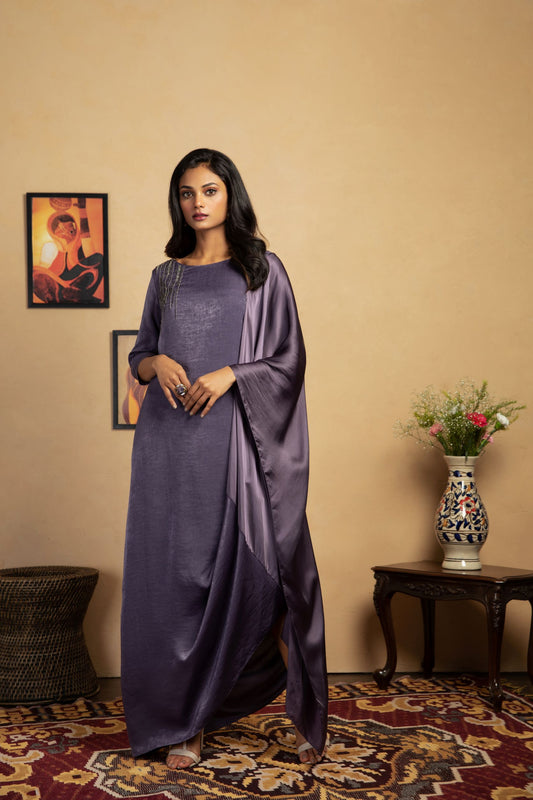 Elena Embroidered Drape Dress