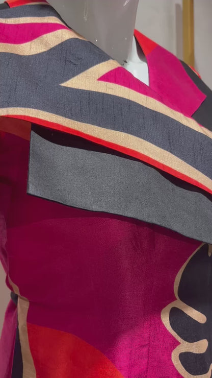 Printed Overlapping Top in Pink