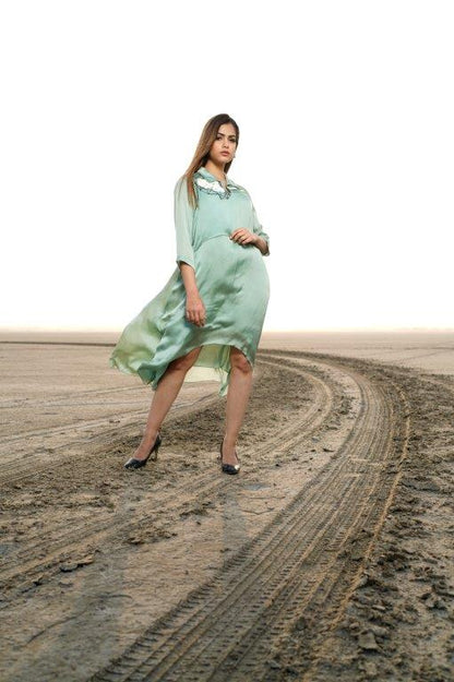 White Dress With Emb Patch