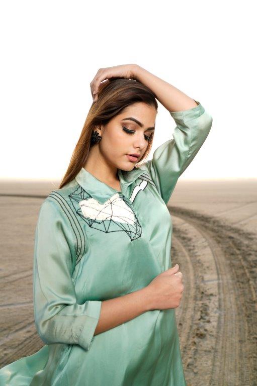 White Dress With Emb Patch