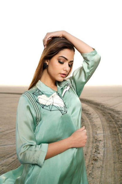White Dress With Emb Patch