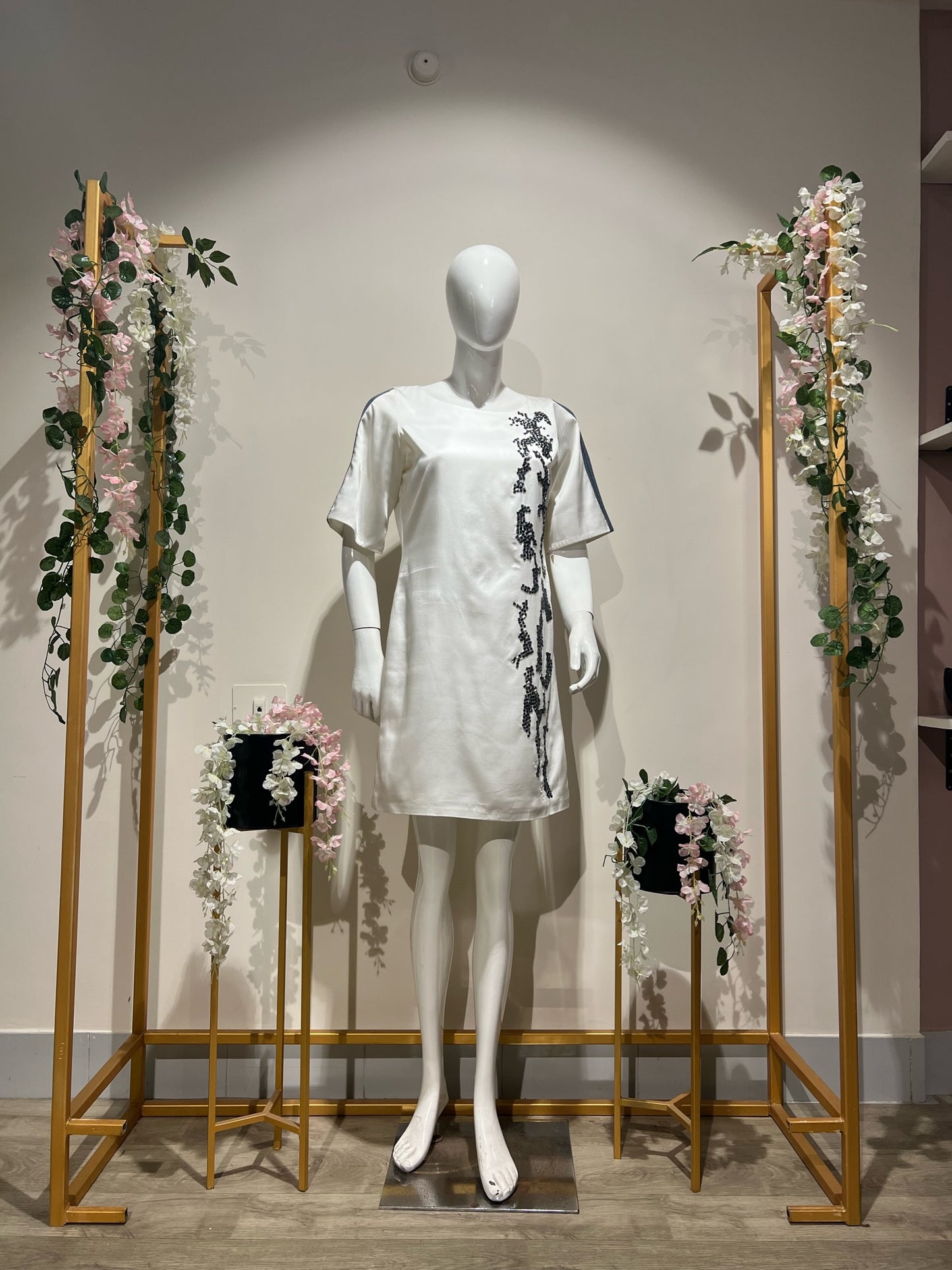 Shift Dress embroidery with Bugle Beads