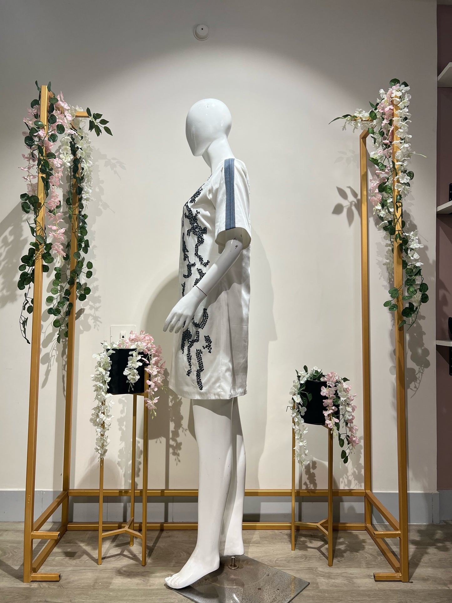Shift Dress embroidery with Bugle Beads