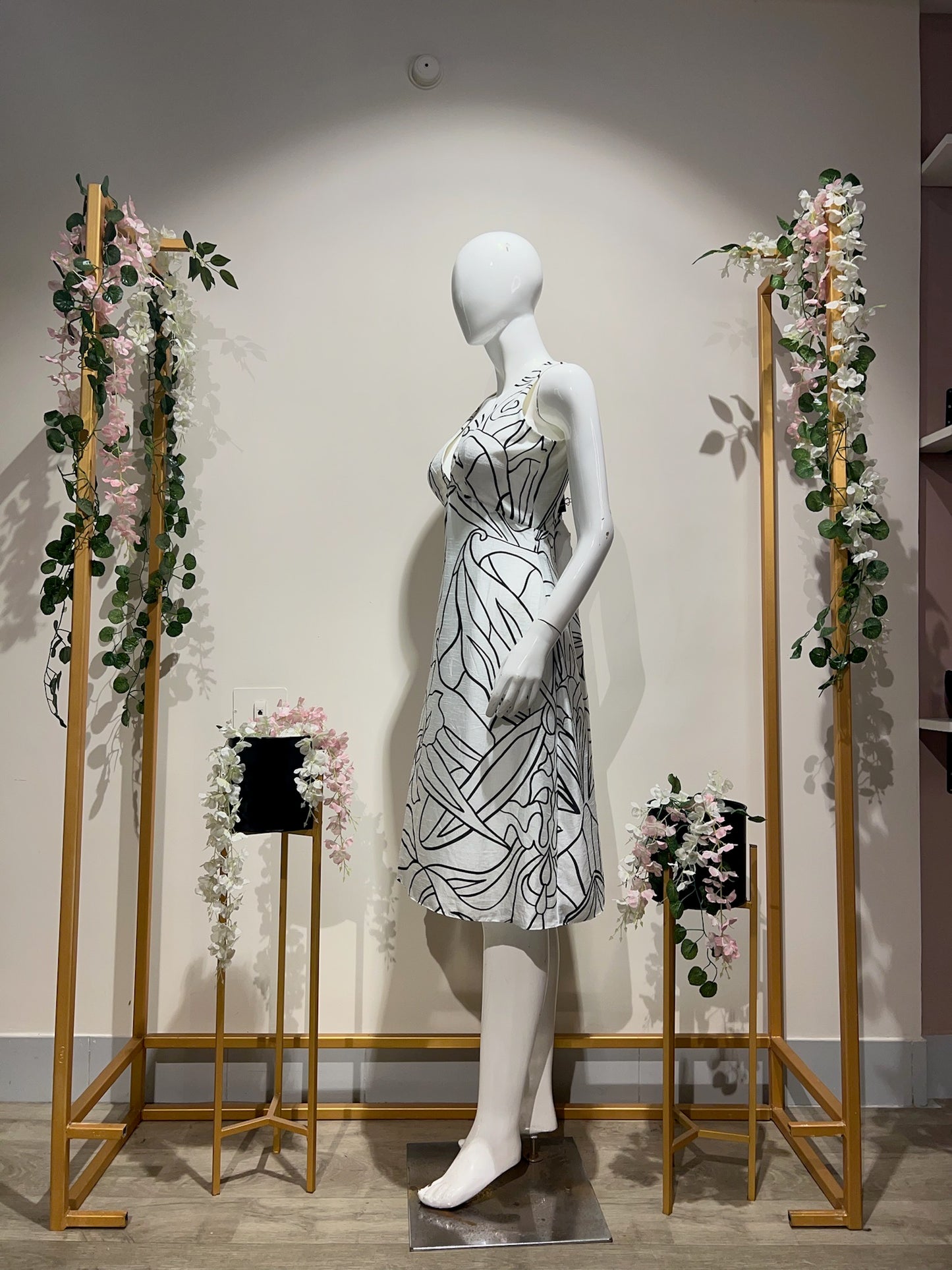 Printed B/w Dress