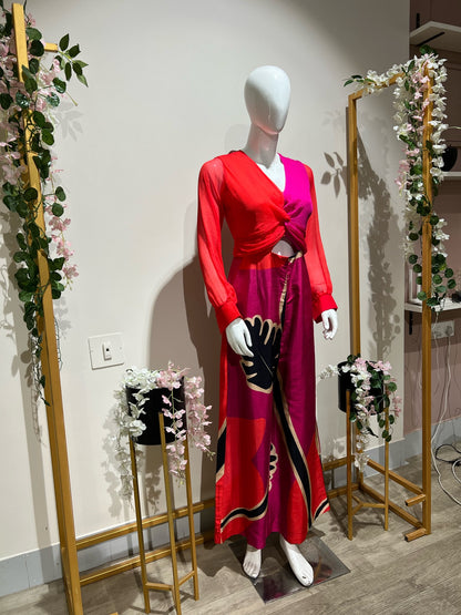 Printed knot body jumpsuit - Pink