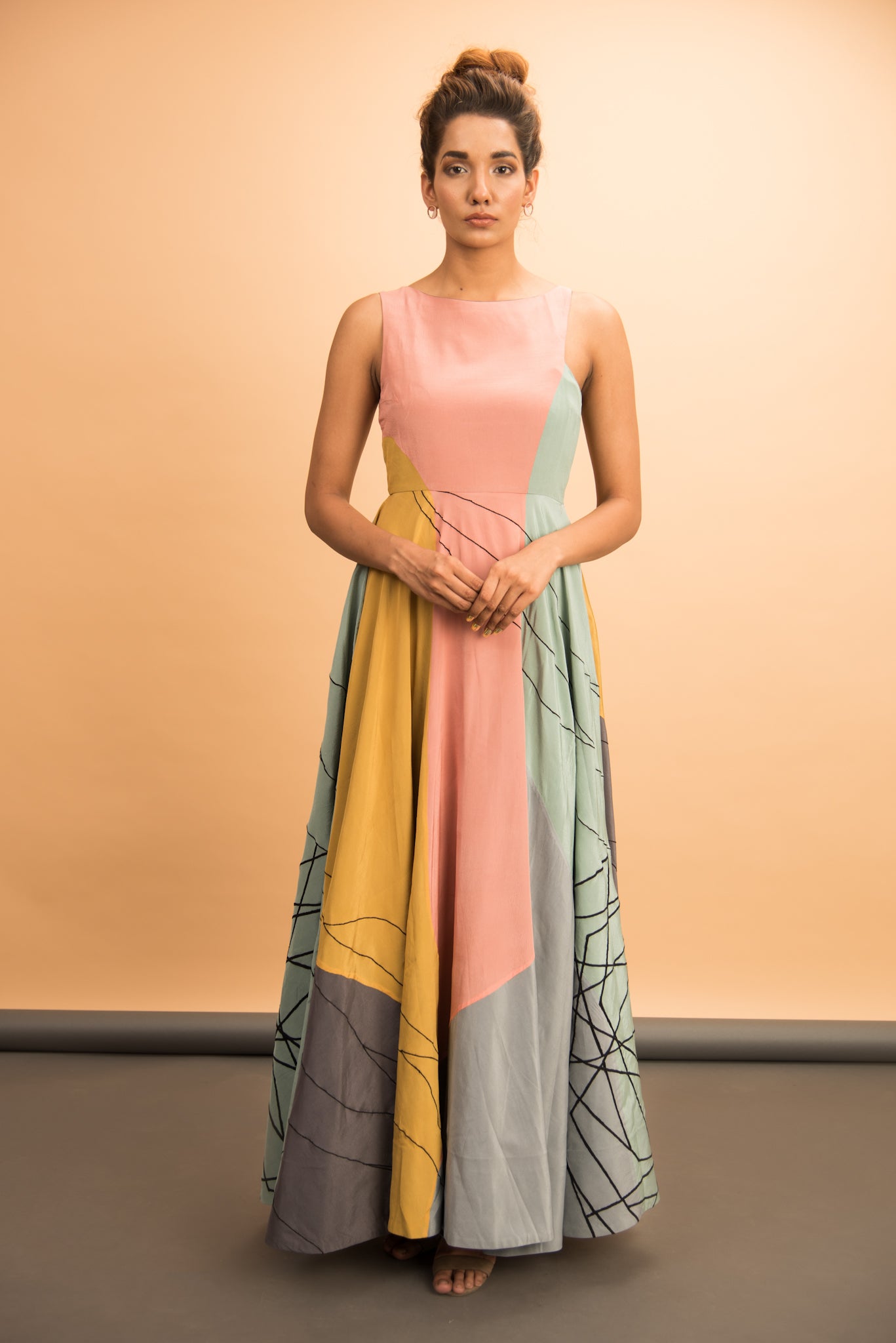 Multi Panel Emb Dress