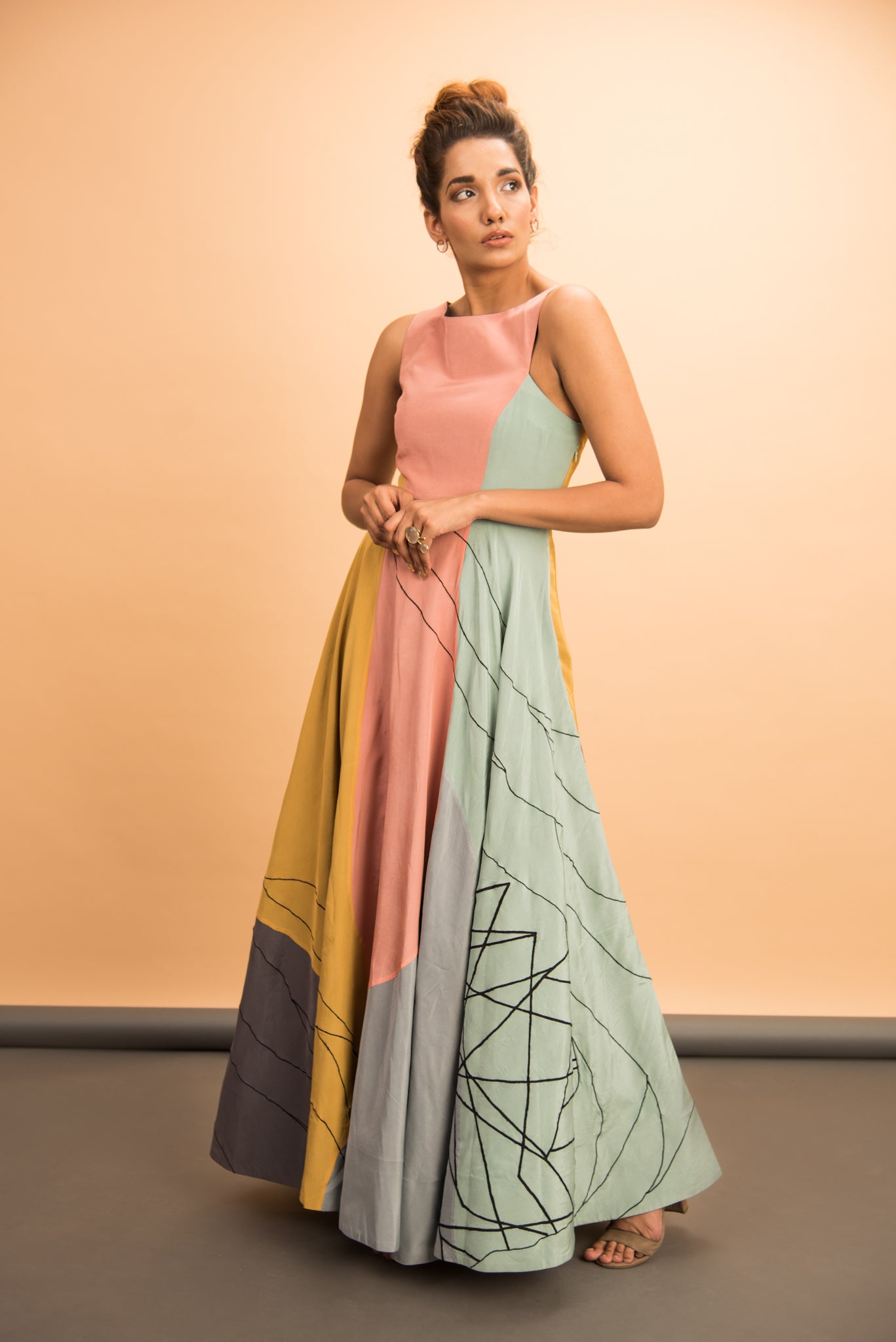 Multi Panel Emb Dress