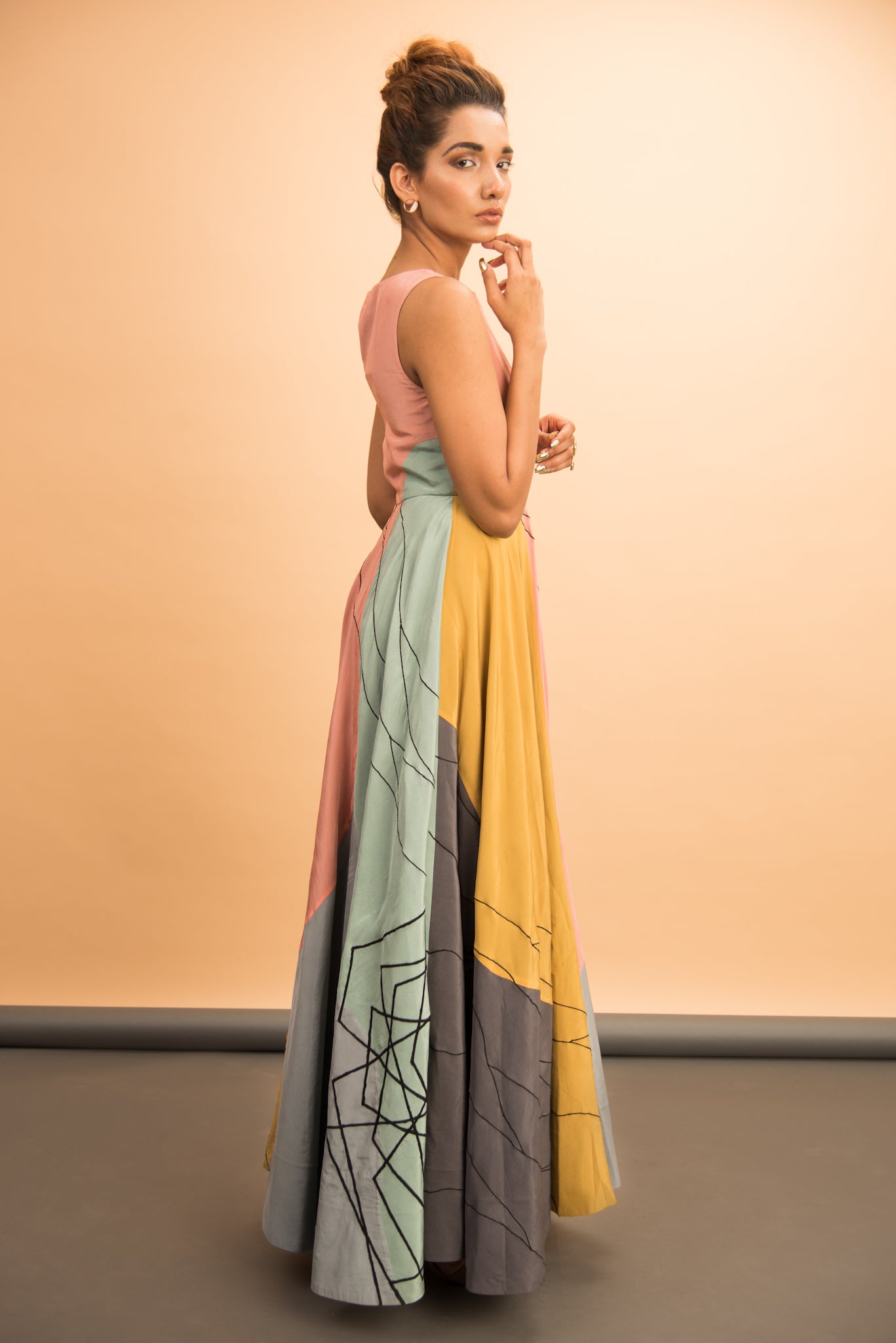 Multi Panel Emb Dress