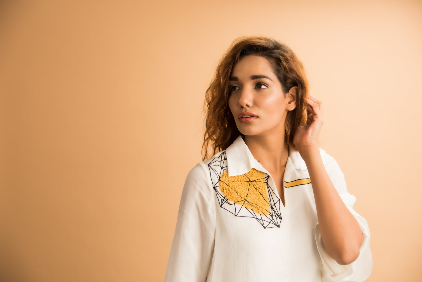 White Dress With Emb Patch