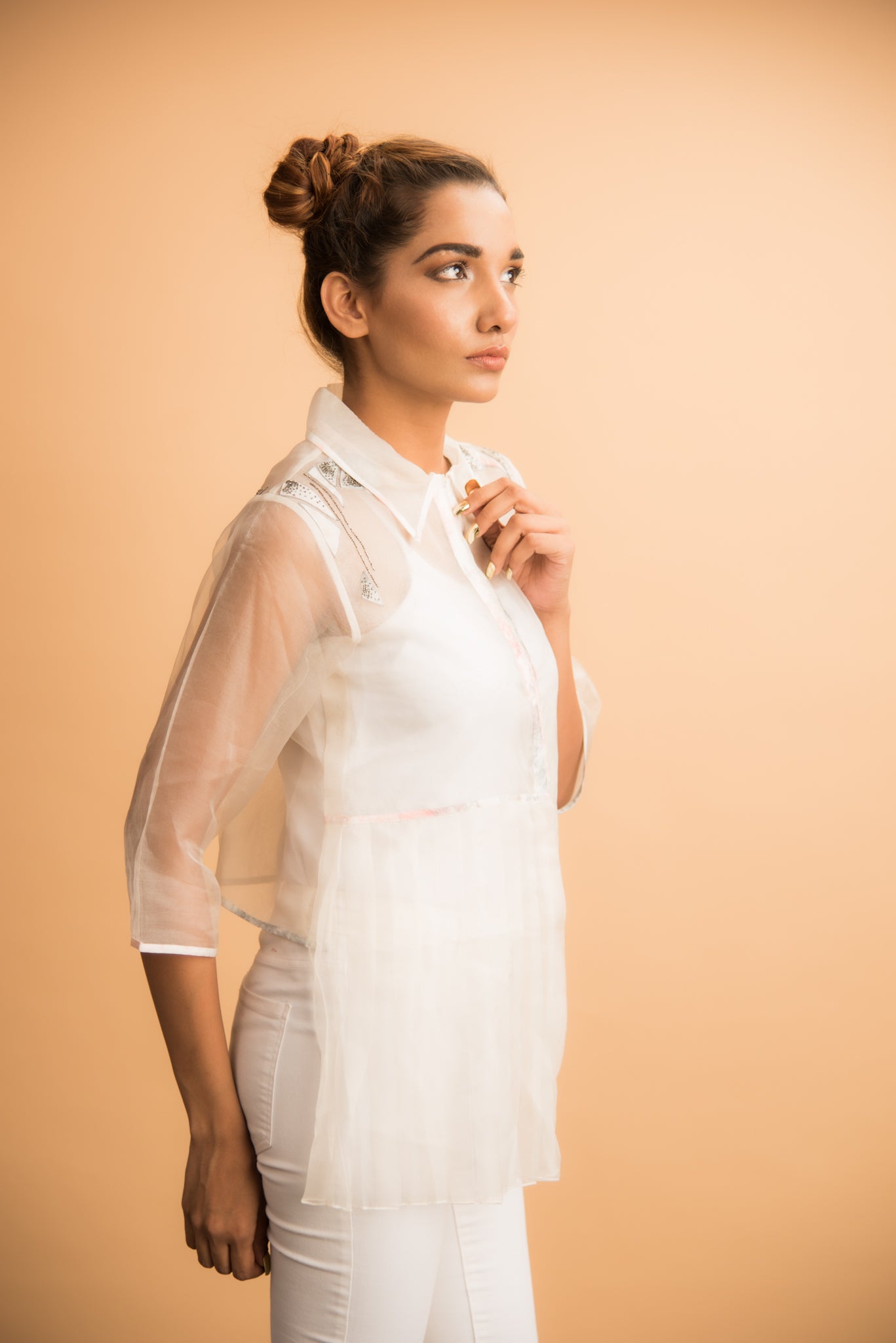 Organza Shirt with Applique