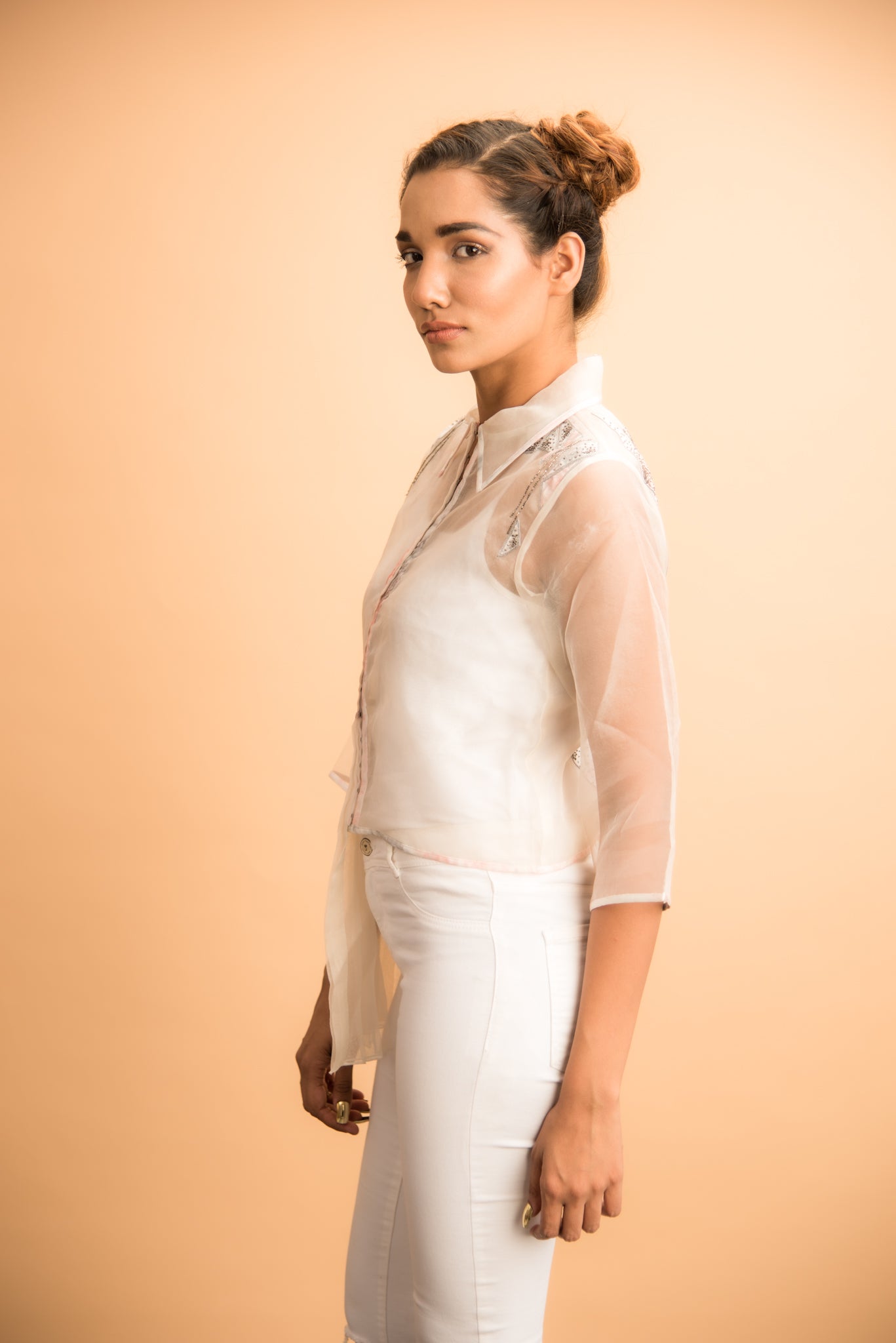 Organza Shirt with Applique