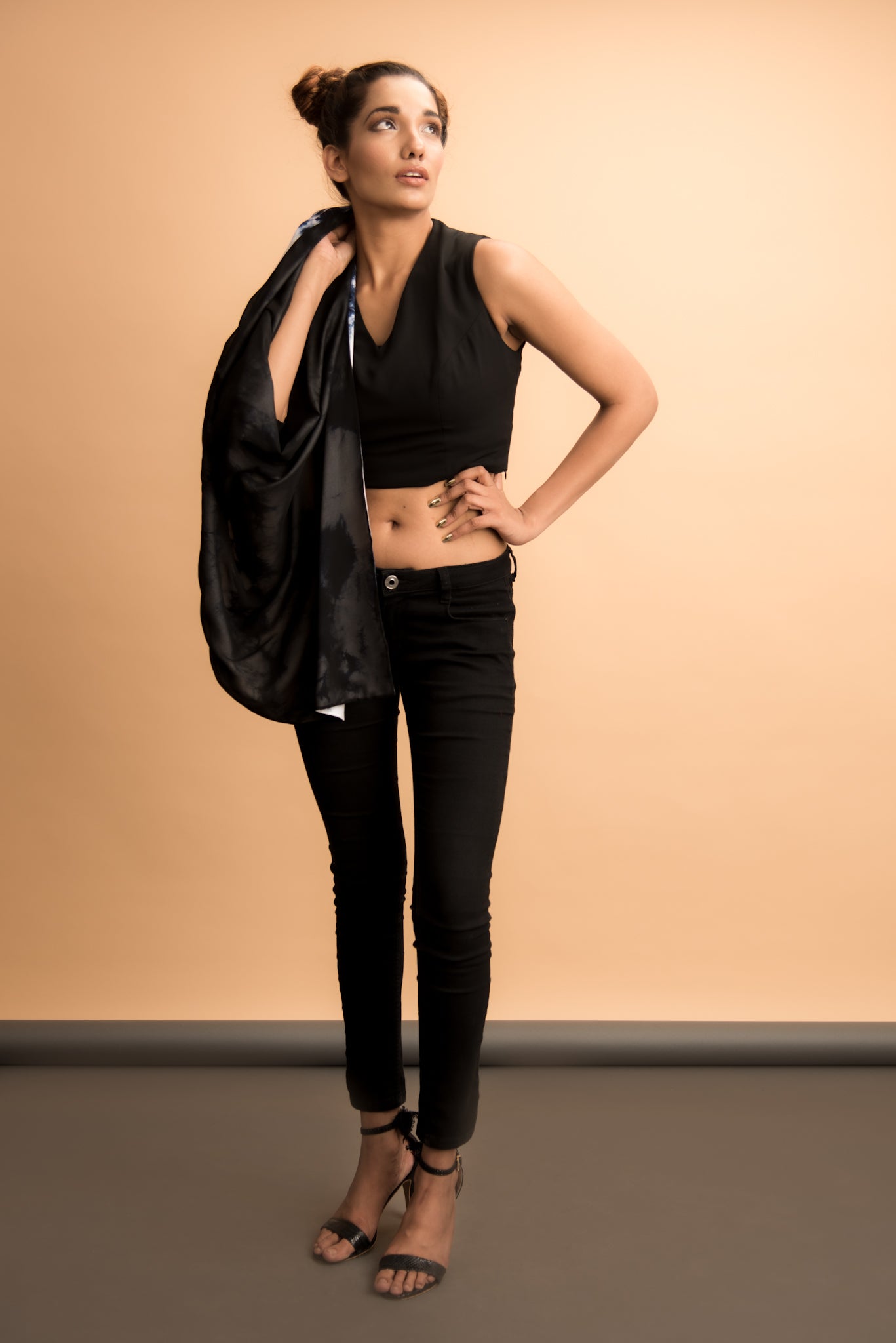 Top with Drape Scarf