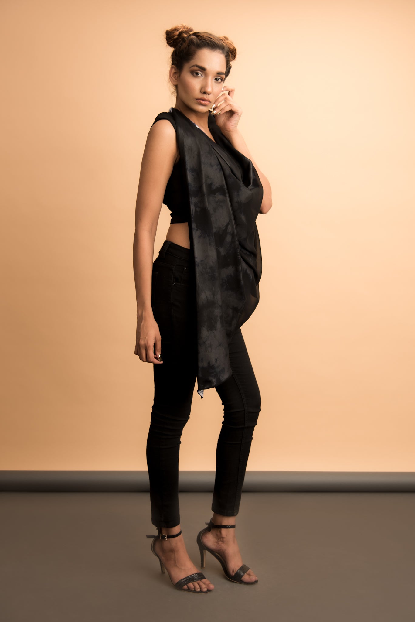 Top with Drape Scarf