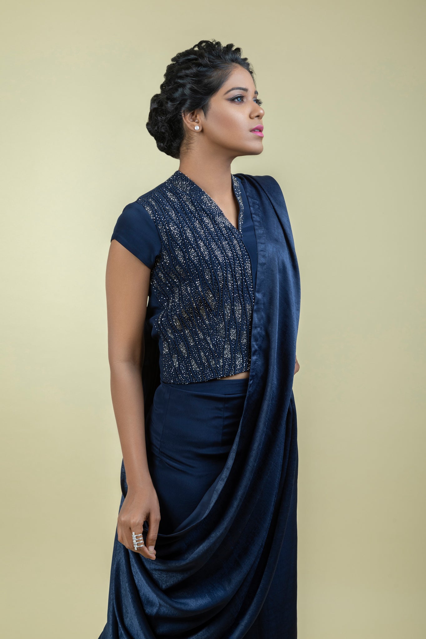 Pant Set with Saree Drape