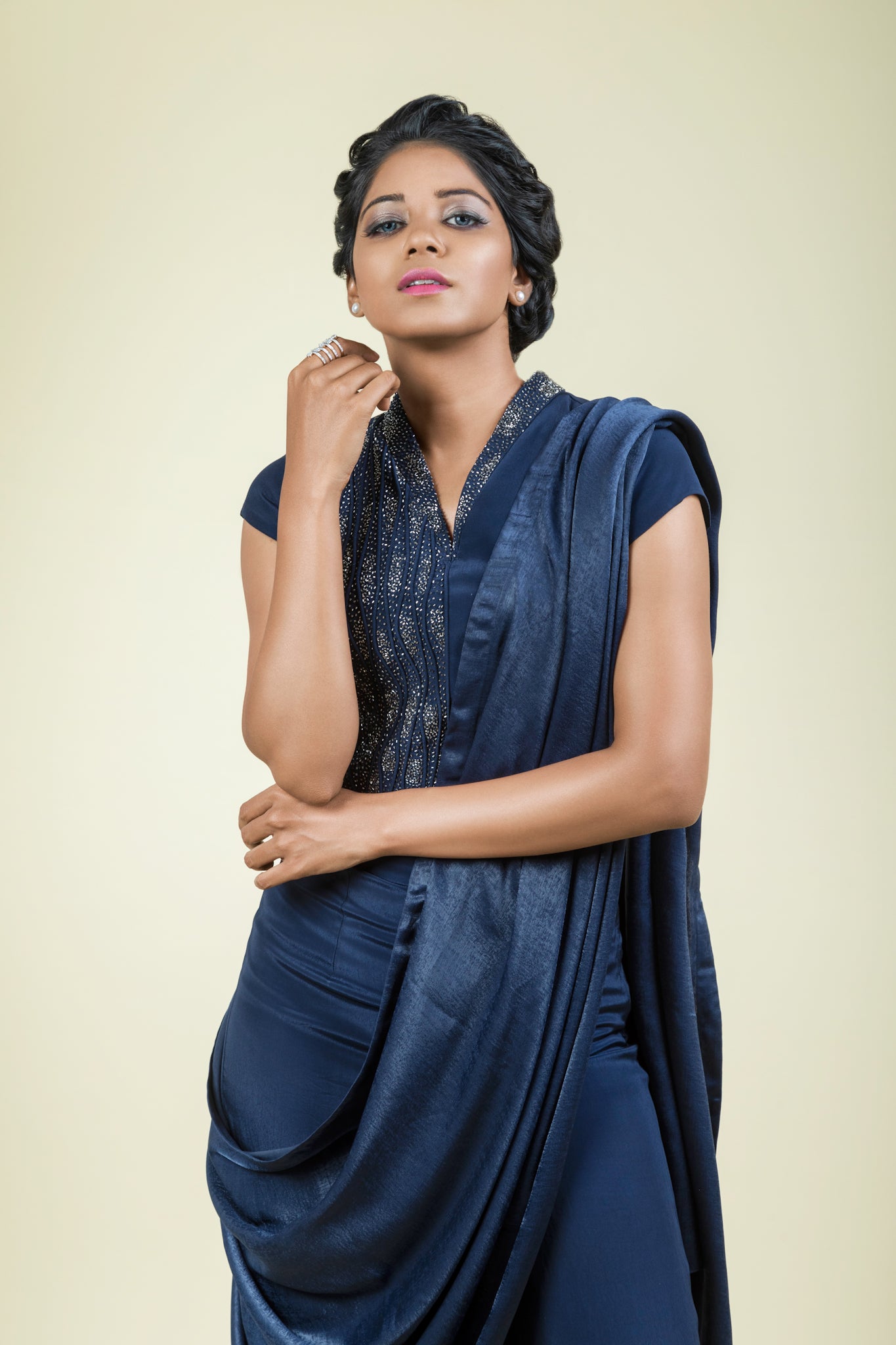 Pant Set with Saree Drape