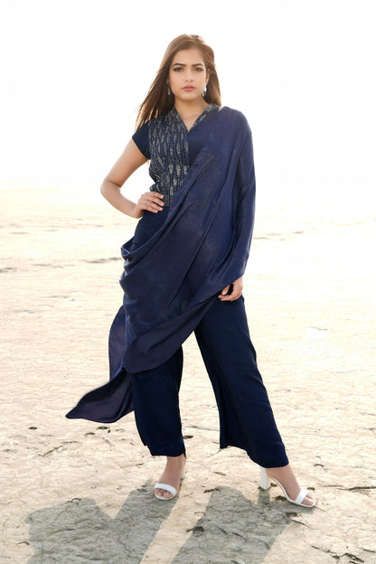 Pant Set with Saree Drape G