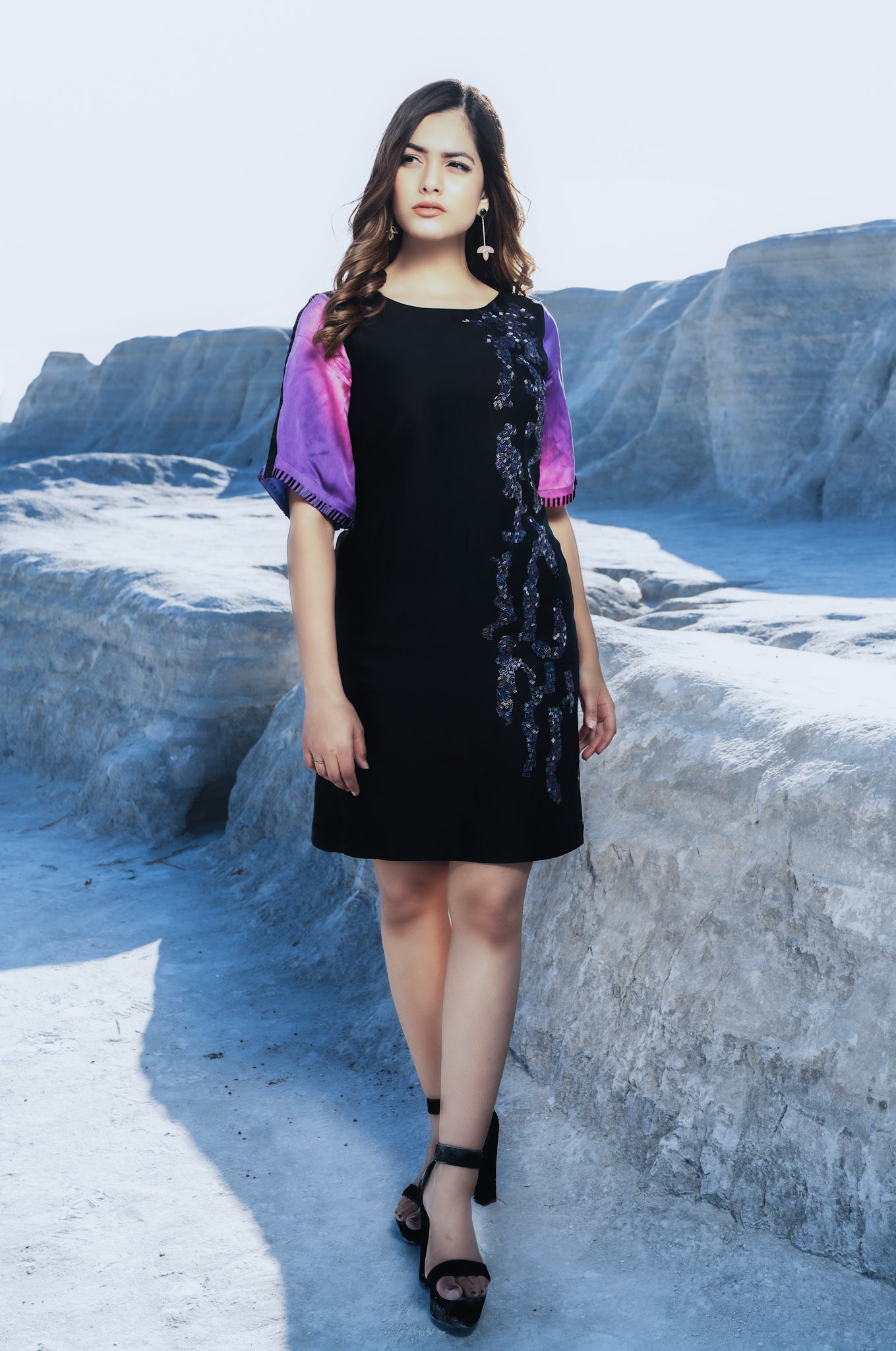 Shift Dress embroidery with Bugle Beads