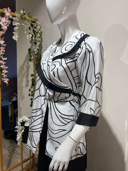 Printed overlapping top. BW