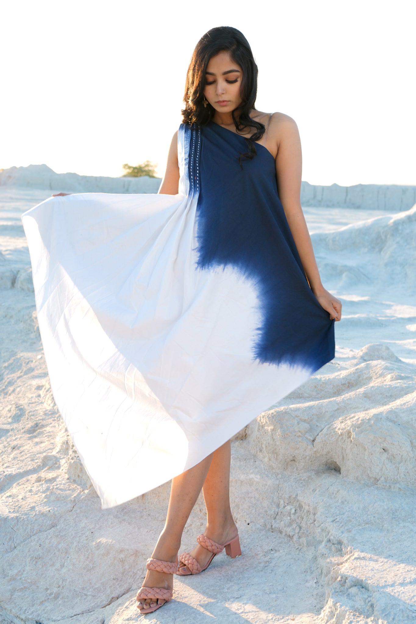 One-shoulder Ombre Dress