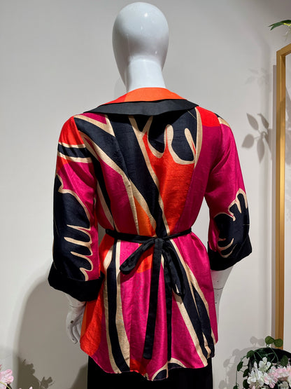 Printed Overlapping Top in Pink