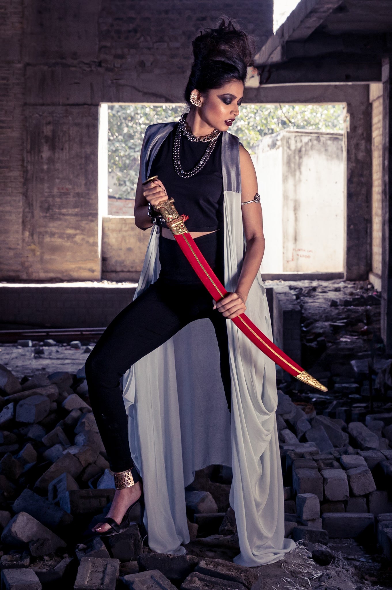 Shaded Drape long jacket