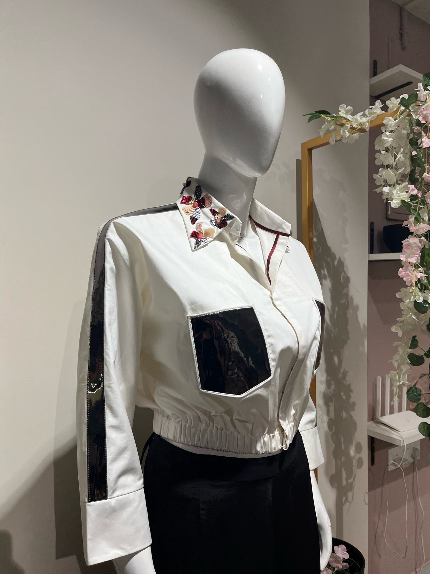 White Bomber Top