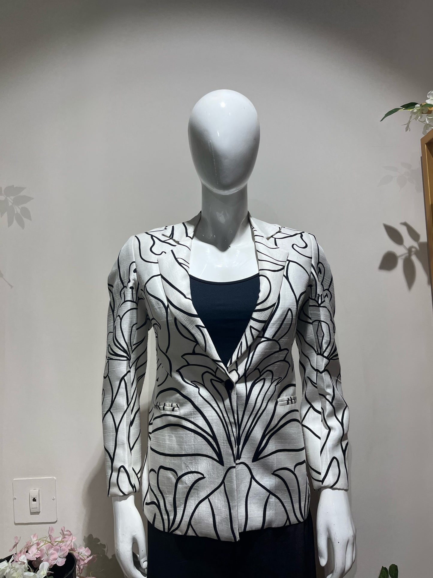 Printed B/w Blazer