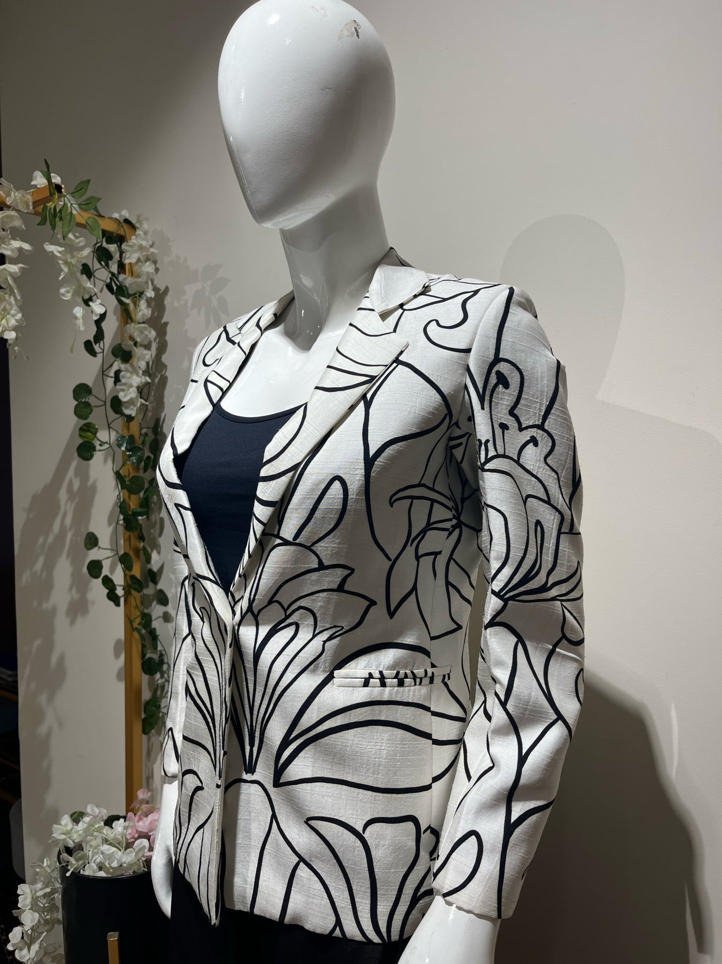 Printed B/w Blazer