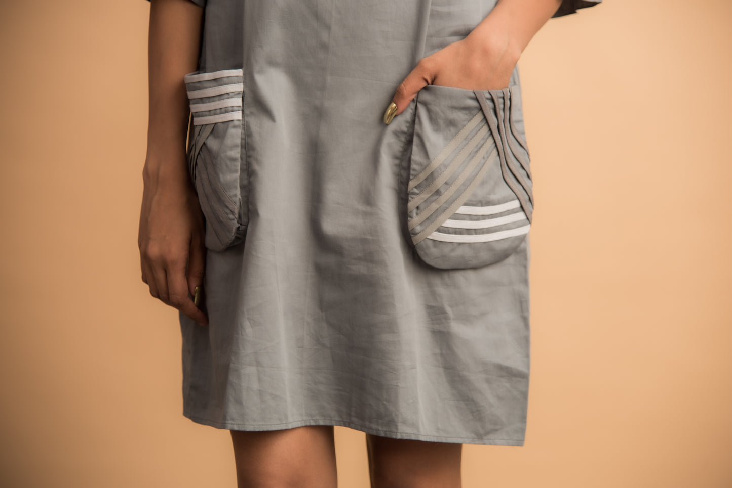 Cotton Shift-Dress in Stripe Detail