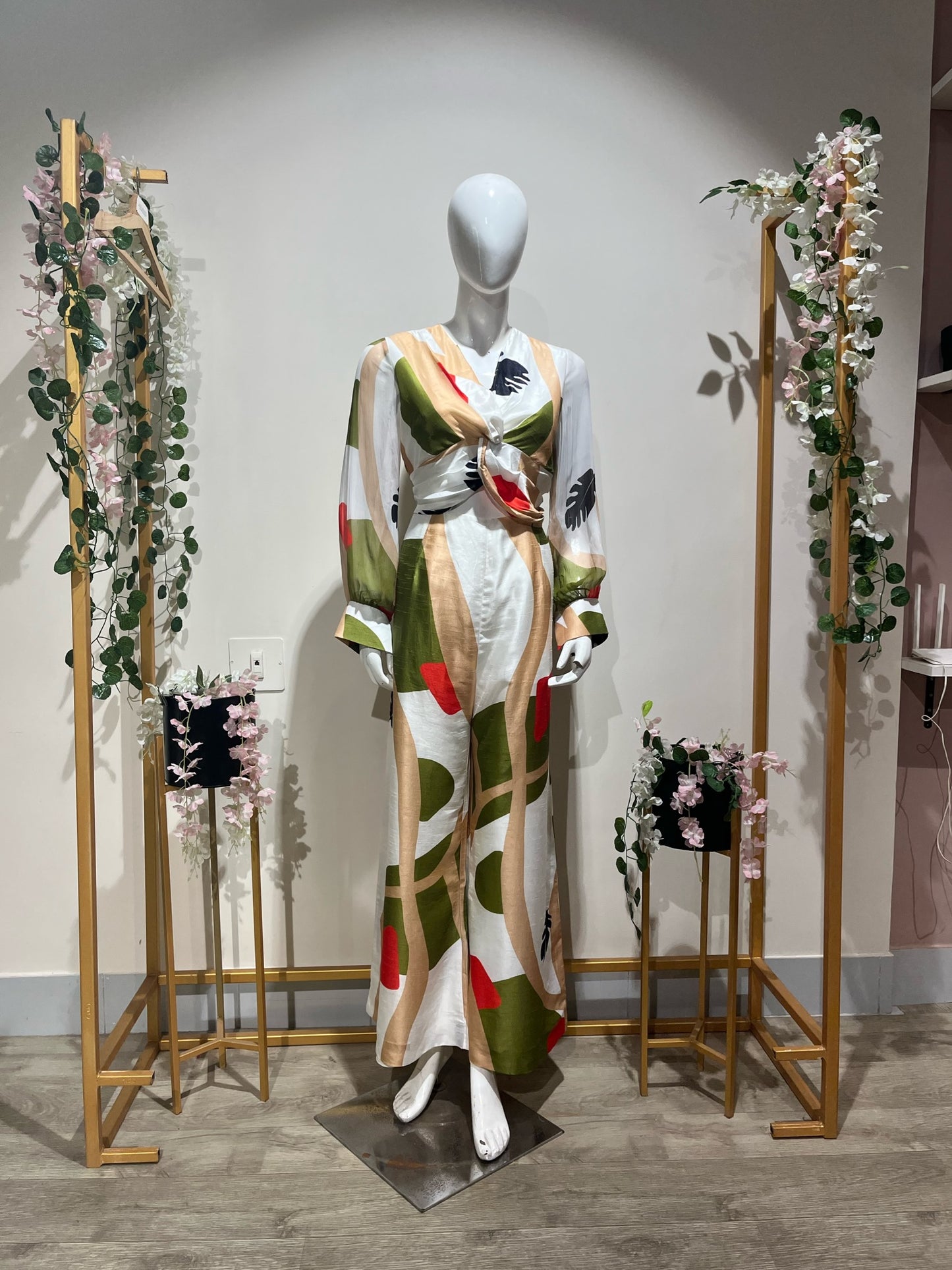 Printed knot body jumpsuit