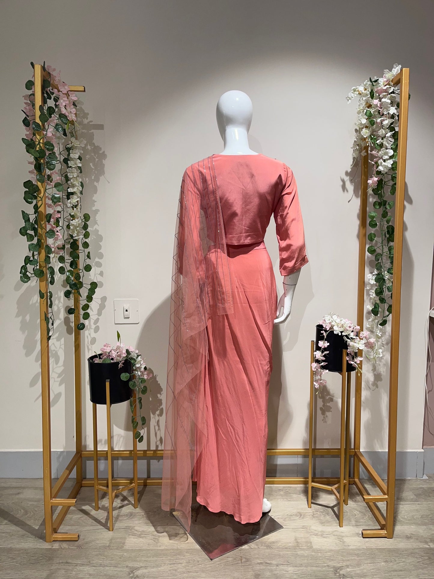 Emb Top and Drape Skirt