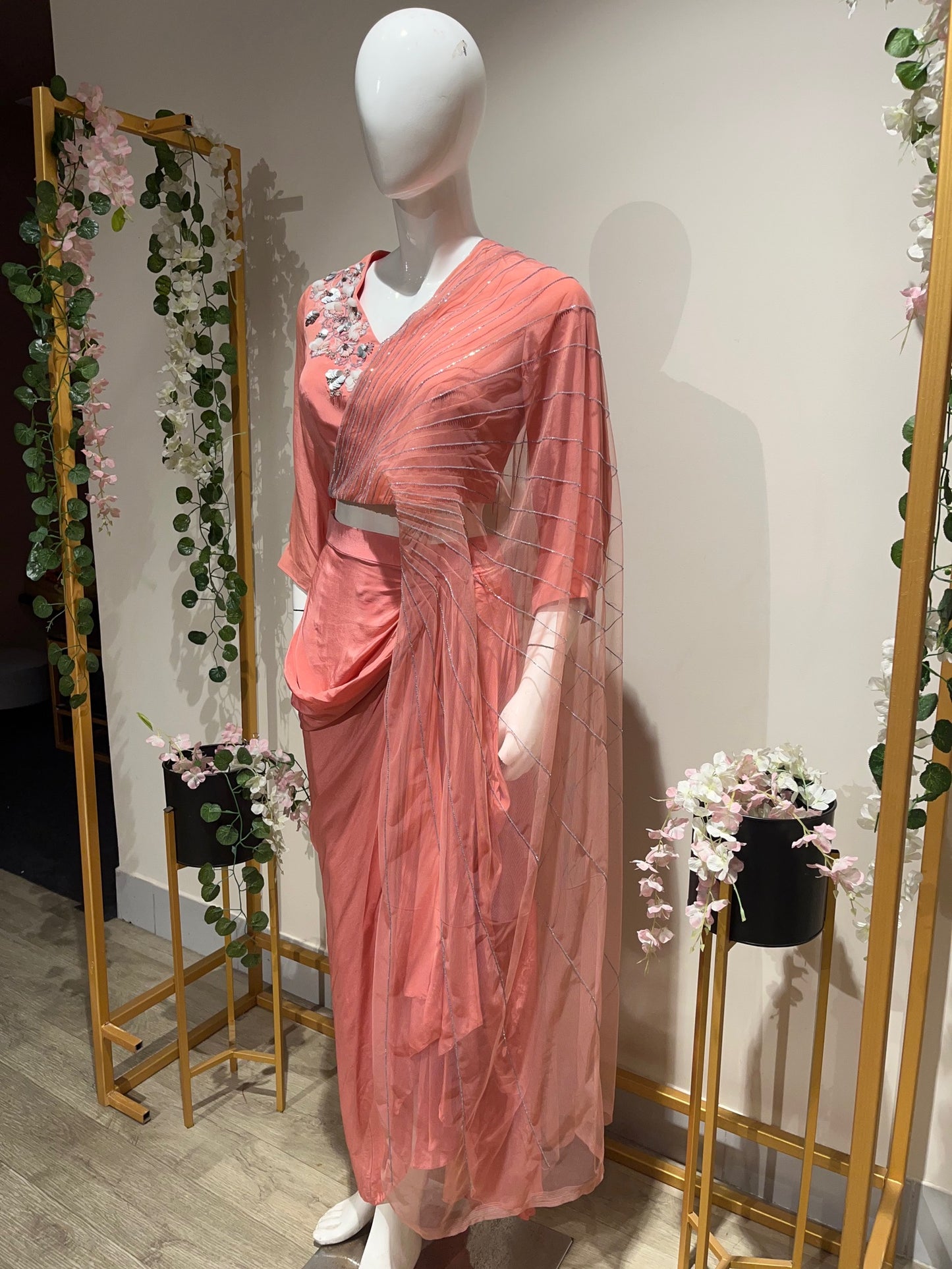 Emb Top and Drape Skirt