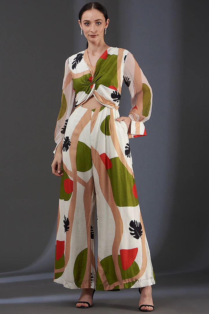 Printed knot body jumpsuit
