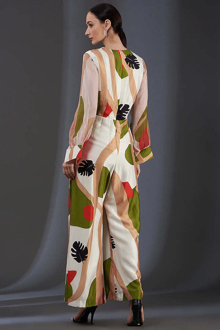 Printed knot body jumpsuit