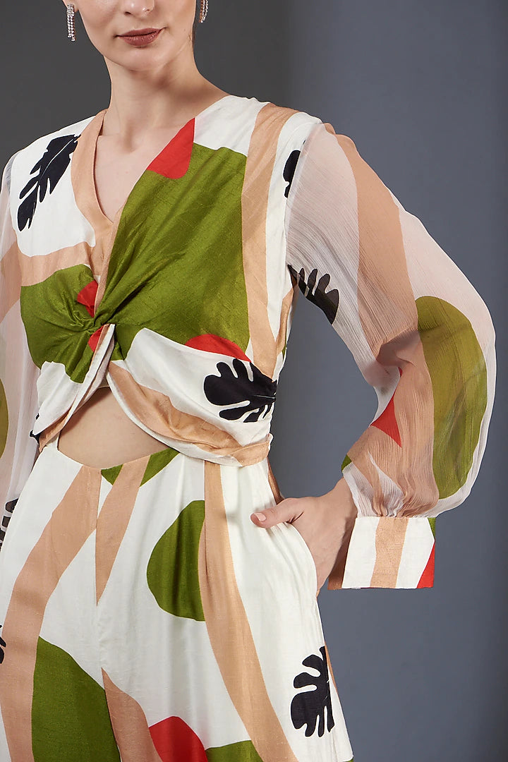 Printed knot body jumpsuit