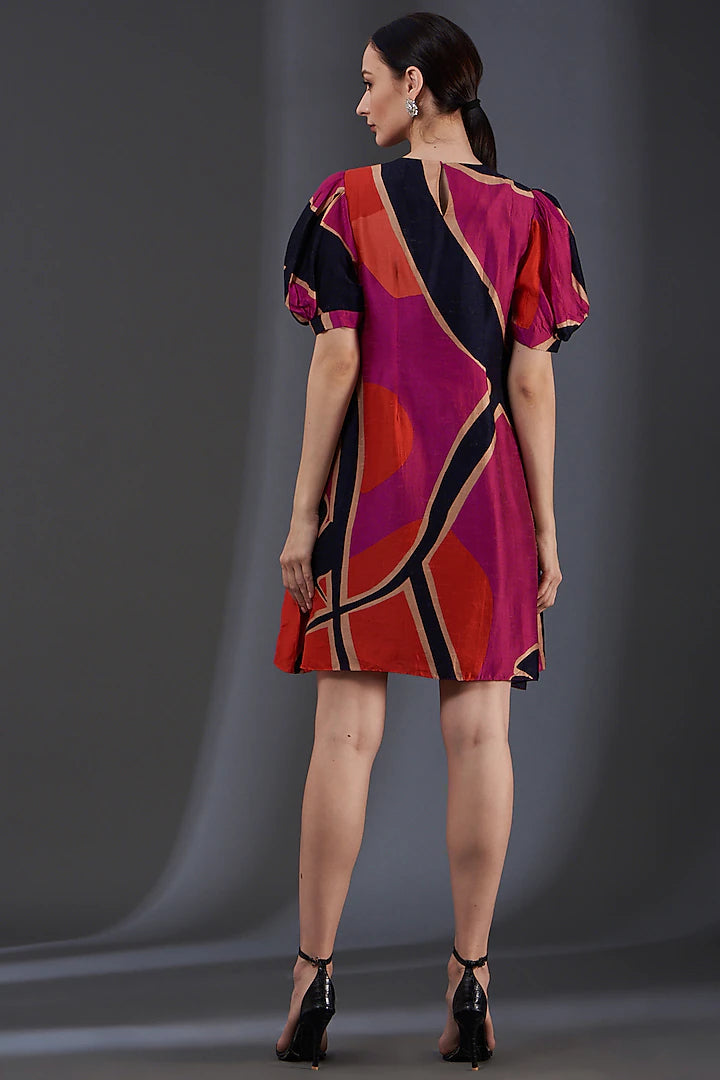 Printed Knee Length Dress .