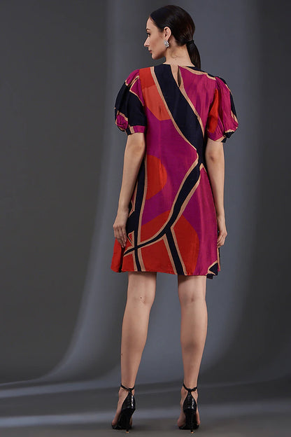 Printed Knee Length Dress .
