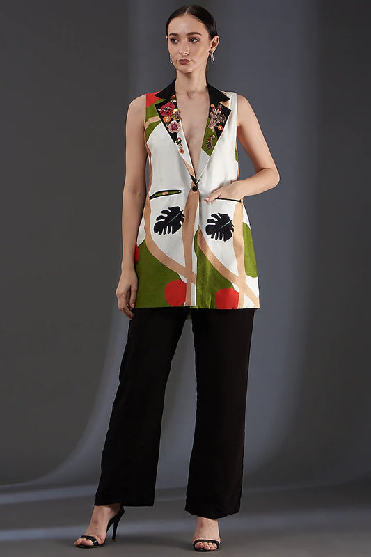 Printed Emb Collar Blazer