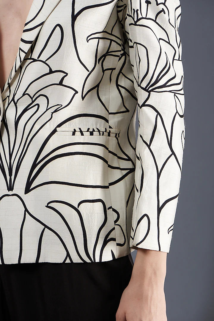 Printed B/w Blazer