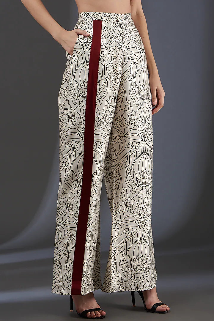 Printed b/w Pantset with Drape