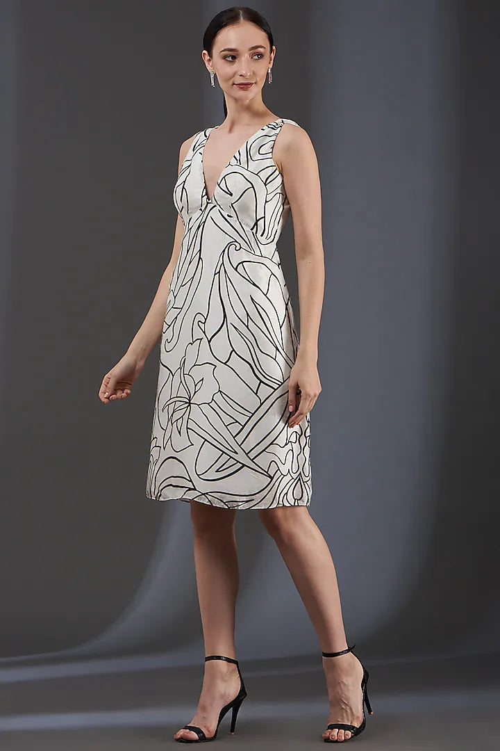 Printed B/w Dress