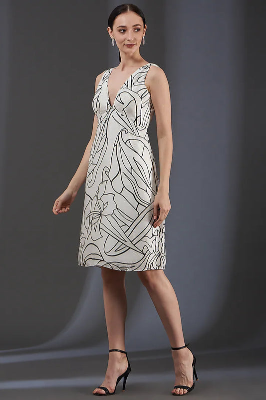 Printed B/w Dress