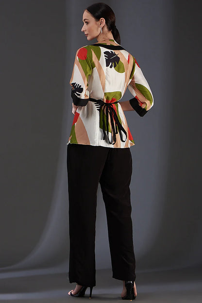 Printed overlapping top - Green